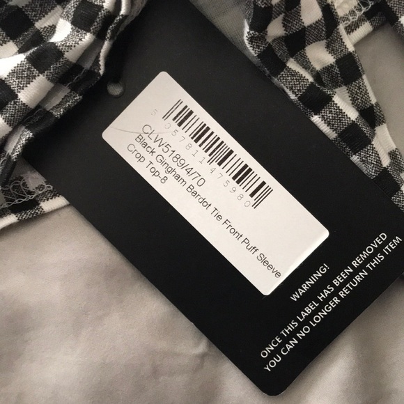 PLT BLACK GINGHAM PUFF SLEEVE TOP - Picture 3 of 4
